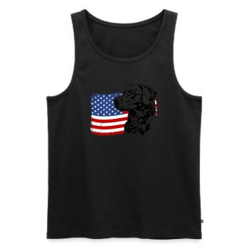 Chesapeake Bay Retriever Drapeau de l’Amérique des États-Unis Wilsigns - Débardeur bio Premium Homme - noir - Devant - AI Model Male 178 light (178cm)