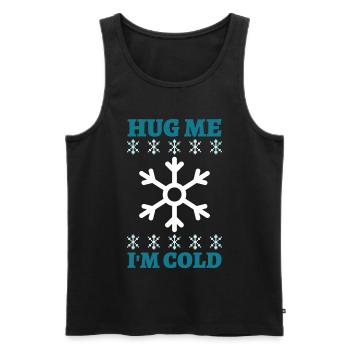 hug me i cold embrasse moi je suis froid neige - Débardeur bio Premium Homme - noir - Devant - Michal (187cm)