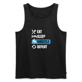 Eat Sleep Wrestle Repeat Cooles Wrestling Geschenk - Männer Premium Bio Tank Top - Schwarz - Vorne - Michal (187cm)