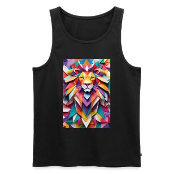 Lion - Golden Monarch of the Meadow - Men's Premium Organic Tank Top - black - Front - AI Model Male 178 light (178cm)