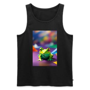 Grüner Origami-Frosch - Männer Premium Bio Tank Top - Schwarz - Vorne - AI Model Male 178 light (178cm)