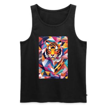 Royal Stripes: Origami Tiger - Men's Premium Organic Tank Top - black - Front - AI Model Male 178 light (178cm)