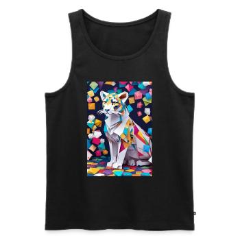 Arktische Eleganz: Die Anmut eines Schneeleoparden - Männer Premium Bio Tank Top - Schwarz - Vorne - AI Model Male 178 light (178cm)