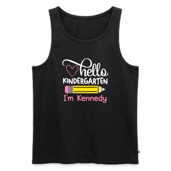 Hello Kindergarten - Men's Premium Organic Tank Top - black - Front - Michal (187cm)