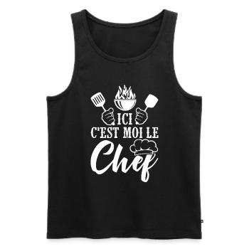 cuisinier cadeau cool chef papa papy cuisinier - Débardeur bio Premium Homme - noir - Devant - Michal (187cm)