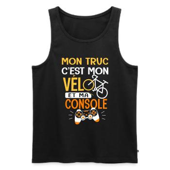 Vélo Mon truc c est mon velo et ma console velo - Débardeur bio Premium Homme - noir - Devant - Michal (187cm)