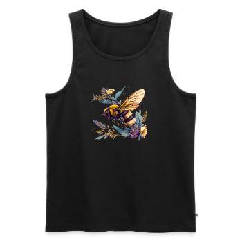 Cool Bee Motif avec Flowers Cartoon Comic - Débardeur bio Premium Homme - noir - Devant - AI Model Male 178 light (178cm)