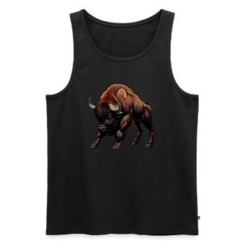 Vache, Buffle, Taureau, Bison - Conception animale - Débardeur bio Premium Homme - noir - Devant - Michal (187cm)