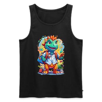 Lustiges Dinosaurier Motiv - Männer Premium Bio Tank Top - Schwarz - Vorne - Michal (187cm)