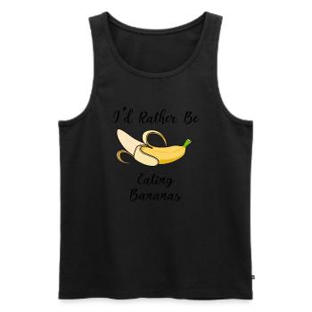 Funny Quote Rather Eating Bananas Fruits - Men's Premium Organic Tank Top - black - Front - Michal (187cm)