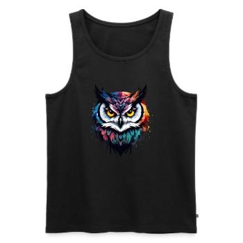 Owl Cool Colorful Feathers Cool Cool Bird - Men's Premium Organic Tank Top - black - Front - AI Model Male 178 light (178cm)