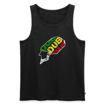 Dub Cap - Vert Jaune Rouge - Fond Sombre - Débardeur bio Premium Homme - noir - Devant - AI Model Male 178 light (178cm)