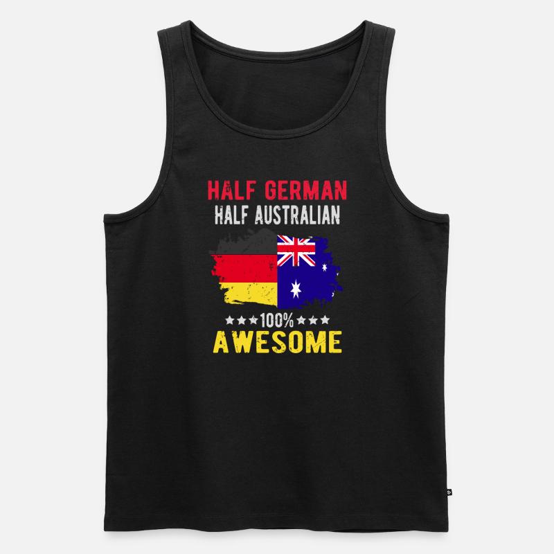 Halb Deutsch Halb Australier - Männer Premium Bio Tank Top - Schwarz