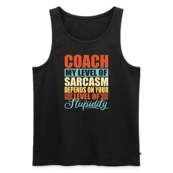 Coach Trainer sarcasm Funny Trainer - Men's Premium Organic Tank Top - black - Front - AI Model Male 178 light (178cm)
