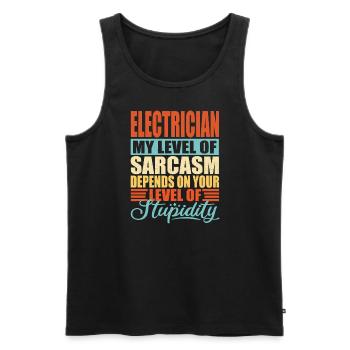 Elektriker sarkasmus Lustiger Elektriker - Männer Premium Bio Tank Top - Schwarz - Vorne - Michal (187cm)
