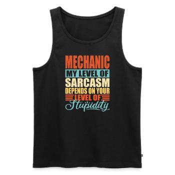 Sarcasme mécanique Drôle de mécanicien - Débardeur bio Premium Homme - noir - Devant - Michal (187cm)