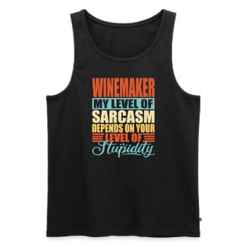 Sarcasme de vigneron Drôle de vigneron - Débardeur bio Premium Homme - noir - Devant - AI Model Male 178 light (178cm)