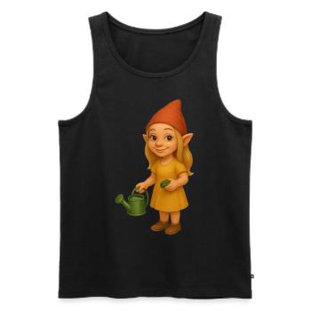 Zwergin mit Gießkanne - Männer Premium Bio Tank Top - Schwarz - Vorne - Michal (187cm)