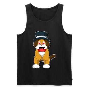 Mariage avec le marié chien avec haut-de-forme - Débardeur bio Premium Homme - noir - Devant - Michal (187cm)