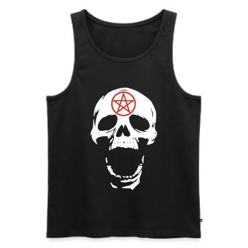 White skull and red pentagram - Men's Premium Organic Tank Top - black - Front - AI Model Male 178 light (178cm)