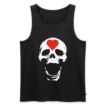 Der weiße Schädel und das Herz - Männer Premium Bio Tank Top - Schwarz - Vorne - AI Model Male 178 light (178cm)