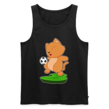 Chat Joueur De Football Football - Débardeur bio Premium Homme - noir - Devant - Michal (187cm)