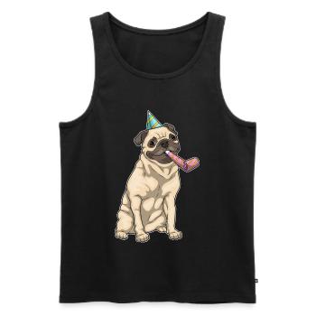 Mops Geburtstag Tröte - Männer Premium Bio Tank Top - Schwarz - Vorne - Michal (187cm)