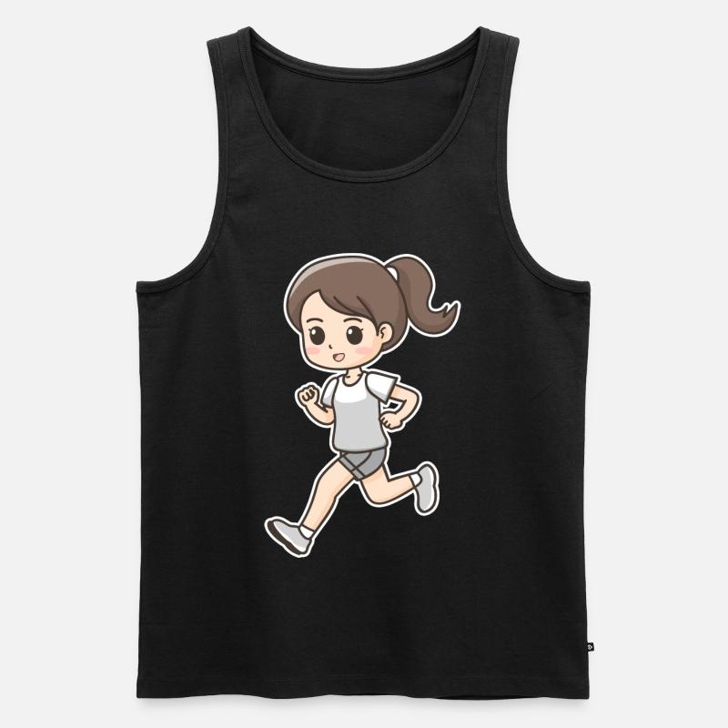 Läuferin Comic Look - Männer Premium Bio Tank Top - Schwarz
