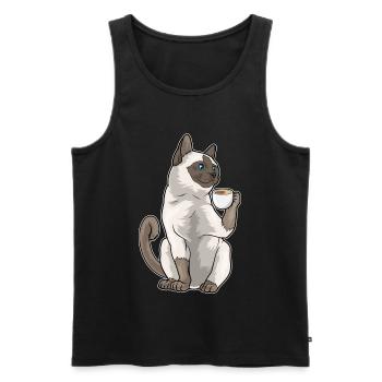 Siamkatze Kaffee Tasse - Männer Premium Bio Tank Top - Schwarz - Vorne - Michal (187cm)