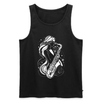 Weiblicher Saxophonist - Männer Premium Bio Tank Top - Schwarz - Vorne - Michal (187cm)