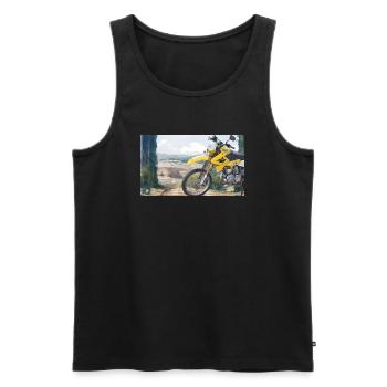 Moto dans un paysage de montagne - Débardeur bio Premium Homme - noir - Devant - Michal (187cm)