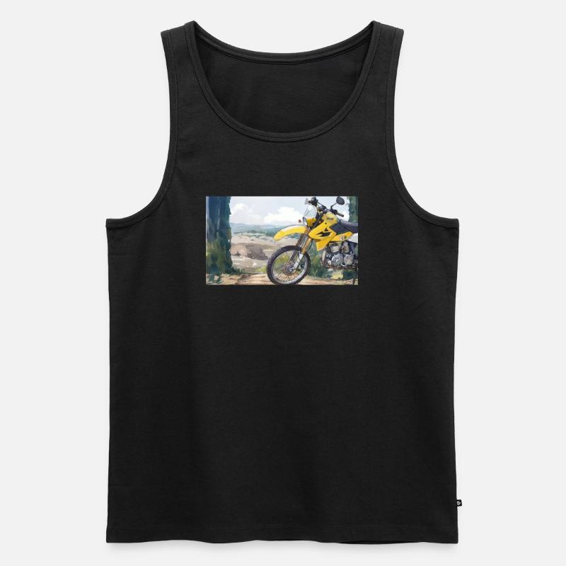 Motorrad in der Berglandschaft - Männer Premium Bio Tank Top - Schwarz