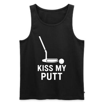 Kiss My Putt Golf Humour Golfeur Fun Design - Débardeur bio Premium Homme - noir - Devant - AI Model Male 178 light (178cm)
