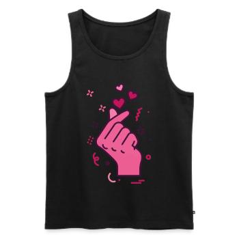 Kpop Musique coréenne Doigts mignons Cœur Amour Corée - Débardeur bio Premium Homme - noir - Devant - AI Model Male 178 light (178cm)