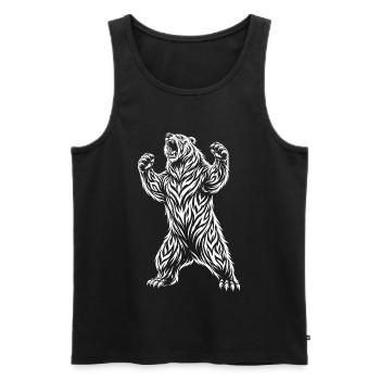 Tribal Polar Bear – Wild Bear Motif - Men's Premium Organic Tank Top - black - Front - AI Model Male 178 light (178cm)