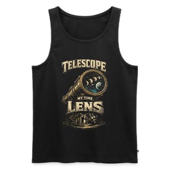 Astronome astronomique Telescope My Time Lens - Débardeur bio Premium Homme - noir - Devant - Michal (187cm)