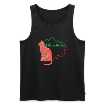 katze mit spuren e 91 - Männer Premium Bio Tank Top - Schwarz - Vorne - AI Model Male 178 light (178cm)