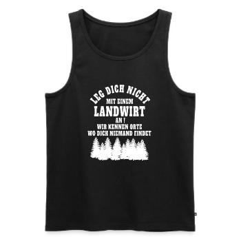 Leg dich nicht mit einem Landwirt an. - Männer Premium Bio Tank Top - Schwarz - Vorne - AI Model Male 178 light (178cm)