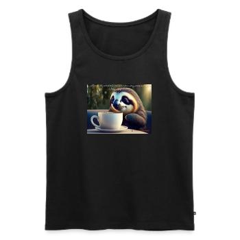Caffeinated Sloth - Männer Premium Bio Tank Top - Schwarz - Vorne - AI Model Male 178 light (178cm)
