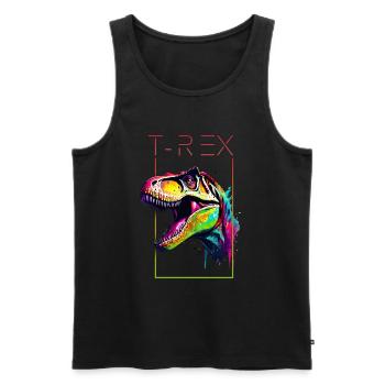 Multicolored T-Rex: Breaking Boundaries - Men's Premium Organic Tank Top - black - Front - AI Model Male 178 light (178cm)