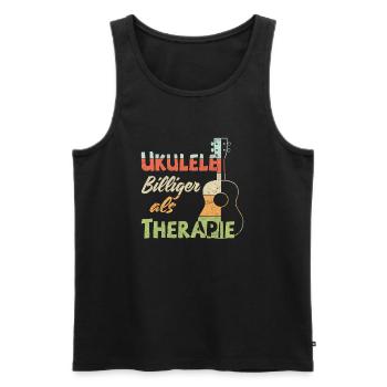 Ukulele! Billiger als Therapie - Männer Premium Bio Tank Top - Schwarz - Vorne - AI Model Male 178 light (178cm)