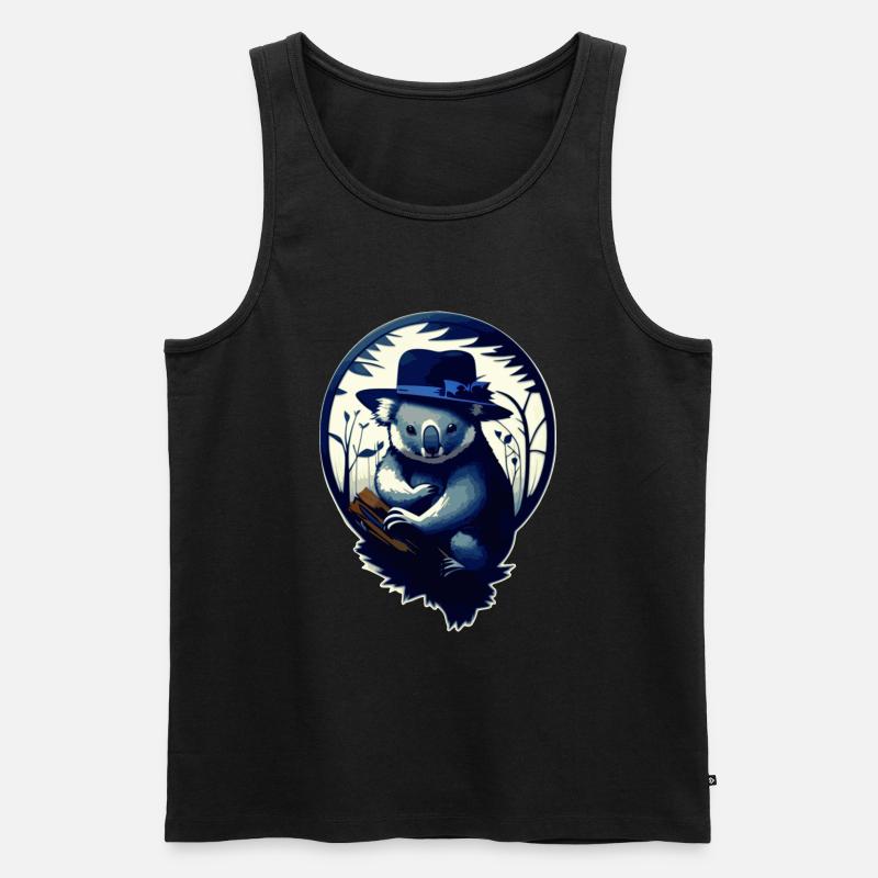Koala mit Hut - Männer Premium Bio Tank Top - Schwarz