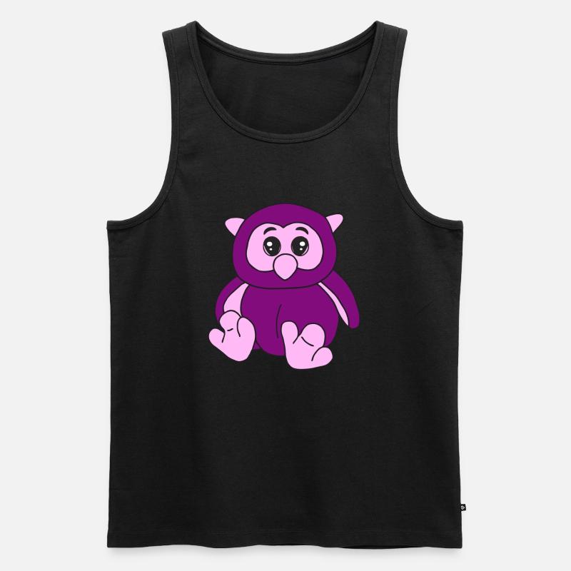 Süße lila Eule - Männer Premium Bio Tank Top - Schwarz