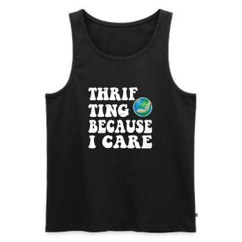 Thrifting. Because I care. - Men's Premium Organic Tank Top - black - Front - Michal (187cm)