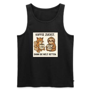 Die Welt retten - Männer Premium Bio Tank Top - Schwarz - Vorne - Michal (187cm)
