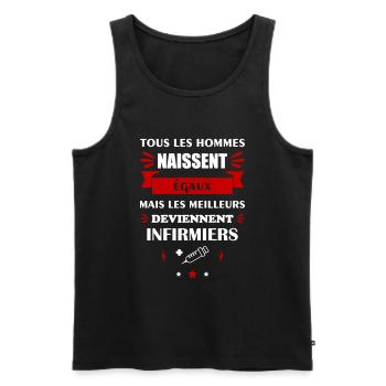 Tous les hommes naissent égaux infirmier, métier - Débardeur bio Premium Homme - noir - Devant - Michal (187cm)