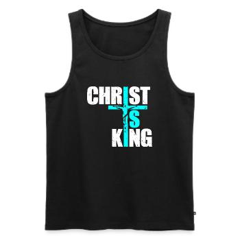 Le Christ est roi Foi chrétienne Religieux - Débardeur bio Premium Homme - noir - Devant - Michal (187cm)