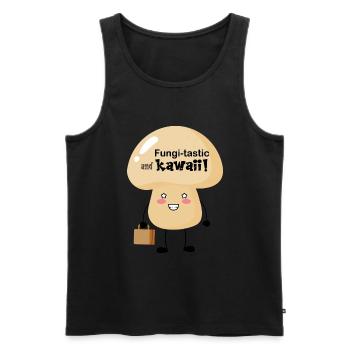Champignons tastiques et kawaii - Débardeur bio Premium Homme - noir - Devant - Michal (187cm)