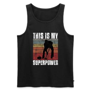 Curling is my Superpower Curler Eisstockschießen - Men's Premium Organic Tank Top - black - Front - Michal (187cm)