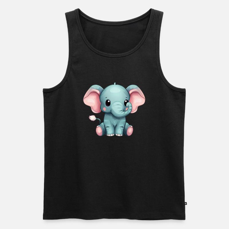 Süßer Sitzender Grauer Elefant - Männer Premium Bio Tank Top - Schwarz